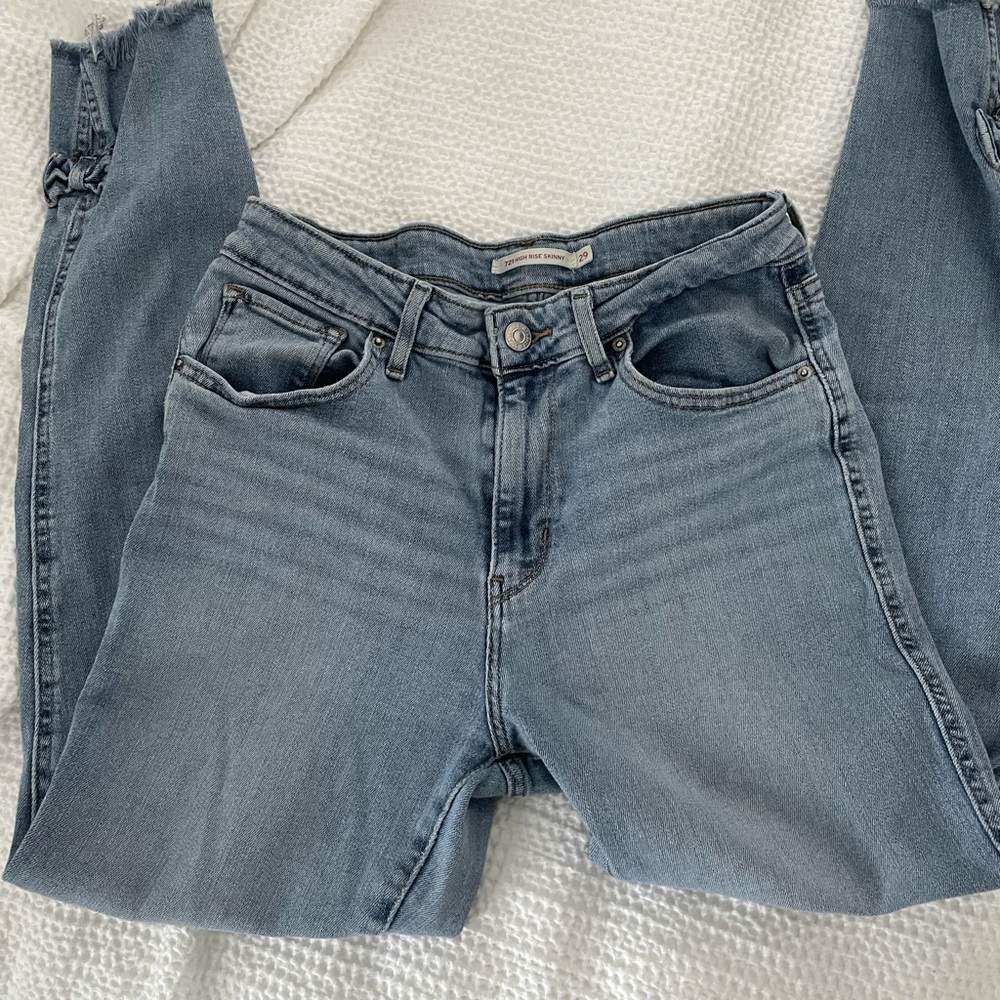 LEVI’S 721 High Rise Skinny Jeans Ankle Bow Sz 29